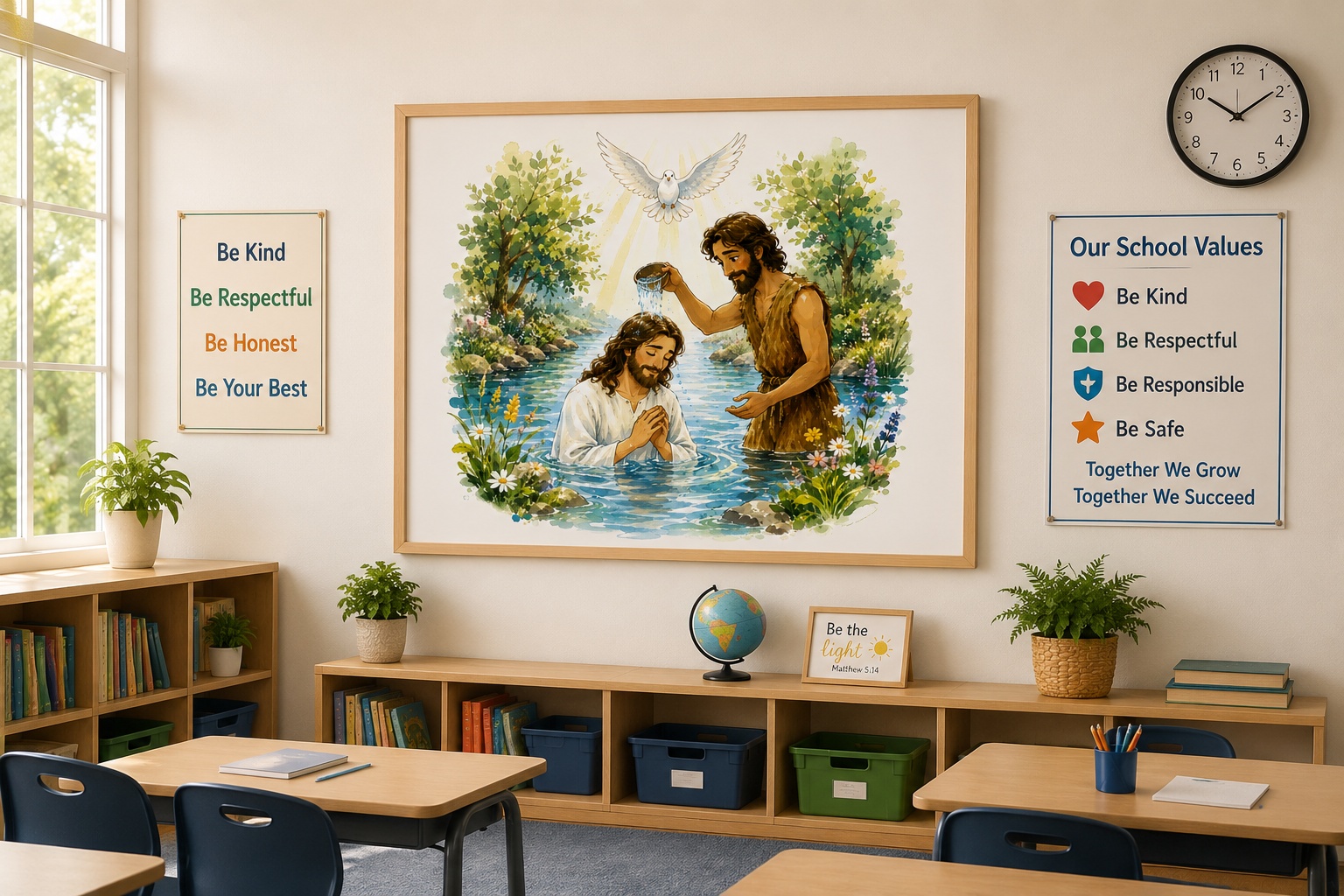 Baptism of Jesus Watercolor Print | John the Baptist Holy Spirit Dove | Christian Wall Art | Bible Story Illustration | Instant Download - Image 2